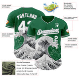 Custom Kelly Green White-Gray Japanese Wave Authentic Baseball Jersey