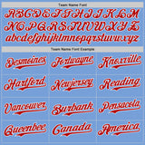 Custom Light Blue Red-White Japanese Wave Authentic Baseball Jersey