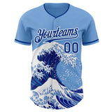 Custom Light Blue Royal-White Japanese Wave Authentic Baseball Jersey