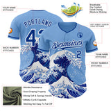 Custom Light Blue Royal-White Japanese Wave Authentic Baseball Jersey