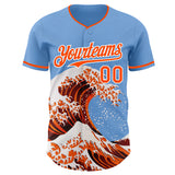 Custom Light Blue Orange-White Japanese Wave Authentic Baseball Jersey