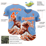 Custom Light Blue Orange-White Japanese Wave Authentic Baseball Jersey