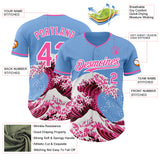 Custom Light Blue Pink-White Japanese Wave Authentic Baseball Jersey