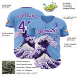 Custom Light Blue Purple-White Japanese Wave Authentic Baseball Jersey