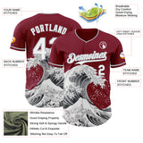Custom Crimson White-Gray Japanese Wave Authentic Baseball Jersey
