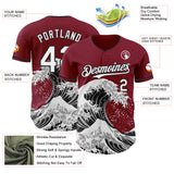 Custom Crimson White-Black Japanese Wave Authentic Baseball Jersey