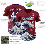 Custom Crimson White-Navy Japanese Wave Authentic Baseball Jersey