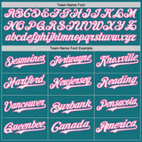 Custom Teal White-Pink Japanese Wave Authentic Baseball Jersey