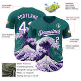 Custom Teal White-Purple Japanese Wave Authentic Baseball Jersey
