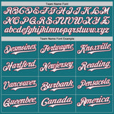 Custom Teal White-Crimson Japanese Wave Authentic Baseball Jersey