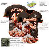 Custom Brown White-Orange Japanese Wave Authentic Baseball Jersey