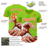 Custom Neon Green Orange-White Japanese Wave Authentic Baseball Jersey