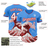 Custom Electric Blue White-Red Japanese Wave Authentic Baseball Jersey