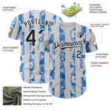 Custom White Black-Light Blue Stripe Argentina Style Authentic Baseball Jersey