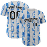 Custom White Black-Light Blue Stripe Argentina Style Authentic Baseball Jersey