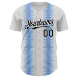 Custom White Black-Light Blue Stripe Argentina Style Authentic Baseball Jersey