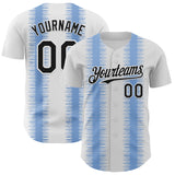 Custom White Black-Light Blue Stripe Argentina Style Authentic Baseball Jersey