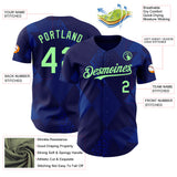 Custom Navy-Pea Green Brazil Style Authentic Baseball Jersey