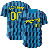 Custom Blue Light Yellow-Navy Colombia Style Authentic Baseball Jersey