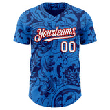 Custom Blue White-Red France Style Authentic Baseball Jersey