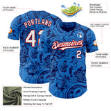 Custom Blue White-Red France Style Authentic Baseball Jersey