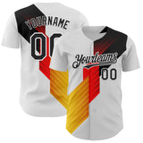 Custom White Black Red-Yellow Germany Style Authentic Baseball Jersey