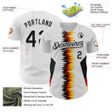 Custom White Black Red-Yellow Germany Style Authentic Baseball Jersey