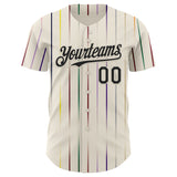 Custom Cream-Black Japan Style Authentic Baseball Jersey