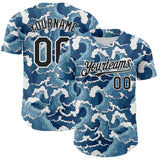 Custom Blue Black-White Japan Style Authentic Baseball Jersey