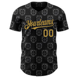 Custom Black-Old Gold Portugal Style Authentic Baseball Jersey