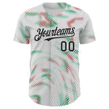 Custom White Black Green-Red Portugal Style Authentic Baseball Jersey