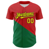 Custom Red Light Yellow Green-Black Portugal Style Authentic Baseball Jersey
