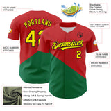 Custom Red Light Yellow Green-Black Portugal Style Authentic Baseball Jersey