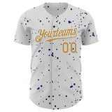Custom White Old Gold Royal-Black USA Style Authentic Baseball Jersey