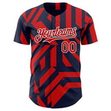 Custom Navy Red-White USA Style Authentic Baseball Jersey