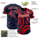 Custom Navy Red-White USA Style Authentic Baseball Jersey