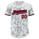 Custom White Red Silver-Navy USA Style Authentic Baseball Jersey