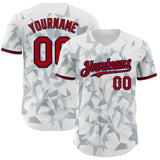 Custom White Red Silver-Navy USA Style Authentic Baseball Jersey