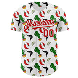 Custom White-Red Mexican Cinco de Mayo Fiesta Chili Cactus Authentic Baseball Jersey