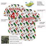 Custom White-Red Mexican Cinco de Mayo Fiesta Chili Cactus Authentic Baseball Jersey
