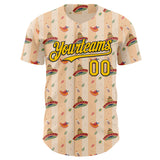 Custom Yellow-Black Cinco de Mayo Fiesta Mexican Sombrero Authentic Baseball Jersey