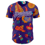 Custom Purple-White Cinco de Mayo Fiesta Guitar Sombrero Mexican Folk Art Authentic Baseball Jersey