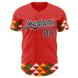 Custom Red Black-White Cinco de Mayo Fiesta Cactus Authentic Baseball Jersey