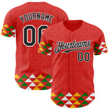 Custom Red Black-White Cinco de Mayo Fiesta Cactus Authentic Baseball Jersey