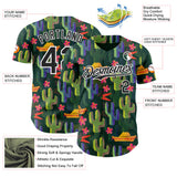 Custom Green Black-White Cinco de Mayo Sombrero Mexican Cactus Authentic Baseball Jersey