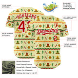 Custom Yellow Red-White Cinco de Mayo Cactus Mexican Folk Art Authentic Baseball Jersey