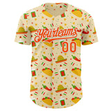Custom Yellow Orange-White Cinco de Mayo Fiesta Mexican Folk Art Taco Authentic Baseball Jersey