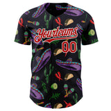Custom Black Red-White Cinco de Mayo Cactus Taco Maracas Sombrero Authentic Baseball Jersey