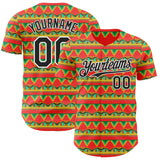 Custom Red Black-White Cinco de Mayo Tribal Pattern Authentic Baseball Jersey