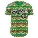 Custom Green Black-White Cinco de Mayo Tribal Floral Mexican Folk Art Authentic Baseball Jersey